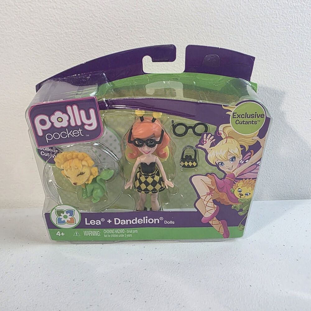 NEW Polly Pocket 2009 Lea + Dandelion Dolls Pack With Pet Friend NIP *Read* Rare